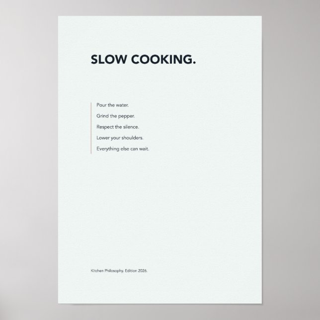 Póster de tipografía Slow Cooking (Frente)