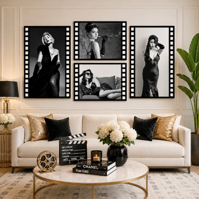 Póster de tira de película de foto personalizada,  (Custom Photo Movie Strip Poster, Hollywood Party Poster)