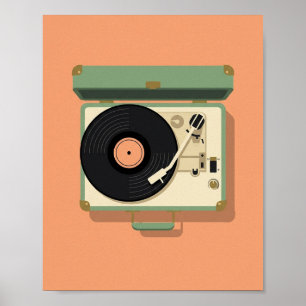 Póster de Tocadiscos Retro Música de Vinilo Vint