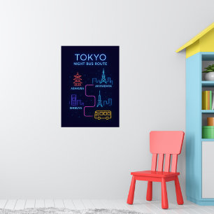 Póster de Tokio Neon Night   Arte de pared de viaj