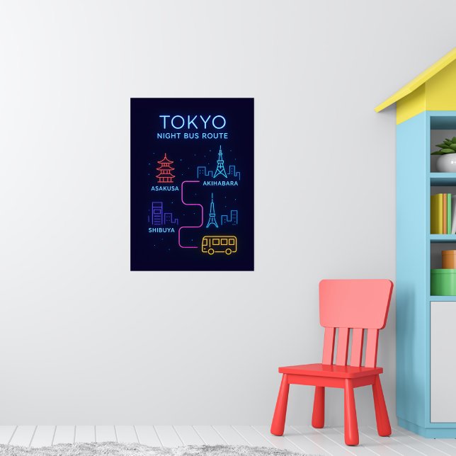 Póster de Tokio Neon Night | Arte de pared de viaj (Guardería 1)