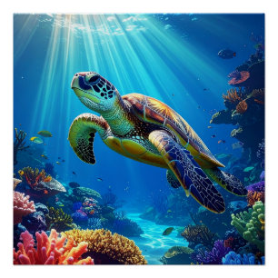 Póster de Tortuga Marina Serenidad Oceánica