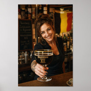 Póster de Tostada de Taberna Belga con Cerveza Neg
