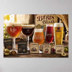 Póster de tradiciones y cata de cerveza belga