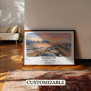 Póster de Traverse City Michigan, Acuarela, Person