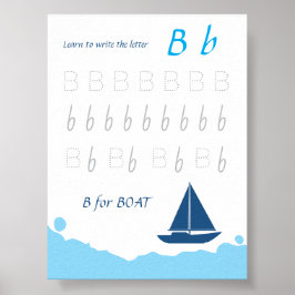 Póster de trazado de la letra B para niños | B es