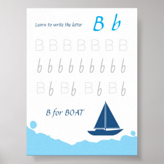 Póster de trazado de la letra B para niños | B es 