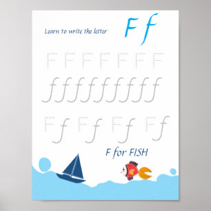 Póster de trazado de la letra F para niños