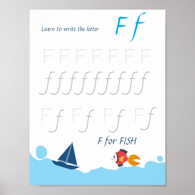 Póster de trazado de la letra F para niños (Frente)