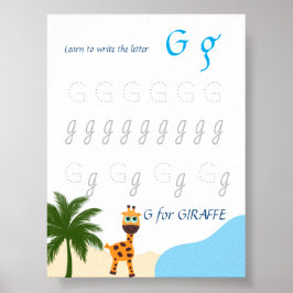 Póster de trazado de la letra G para niños