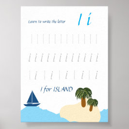Póster de trazado de la letra I para niños