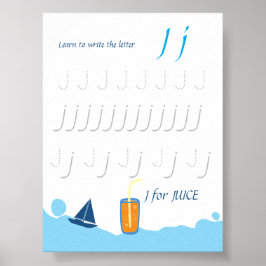 Póster de trazado de la letra J para niños