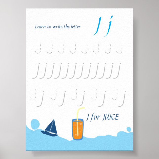 Póster de trazado de la letra J para niños (Frente)