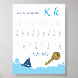 Póster de trazado de la letra K para niños