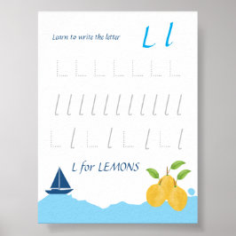 Póster de trazado de la letra L para niños