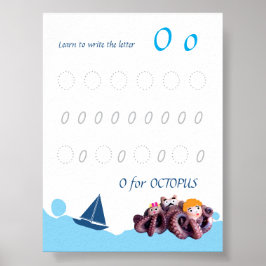 Póster de trazado de la letra O para niños