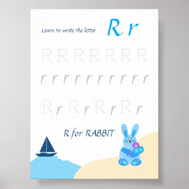 Póster de trazado de la letra R para niños