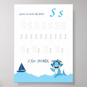 Póster de trazado de la letra S para niños