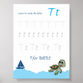 Póster de trazado de la letra T para niños