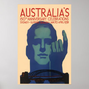 Póster de tren de Australia de 1938 150º Aniversar