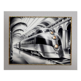 Poster De Tren De Estilo Art Decó Racionalizado.