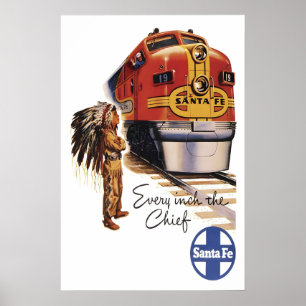 Póster de tren de Santa Fe vintage impresión de fe