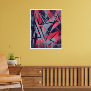 Póster de Triángulos Geométricos – Rosa y Azul
