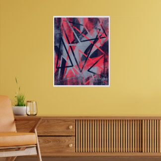 Póster de Triángulos Geométricos – Rosa y Azul