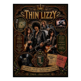 Póster de Tributo a la Banda Vintage Thin Lizzy