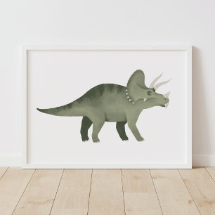 Póster de Triceratops Dinosaurio Verde para Habita