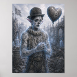 Póster de tristeza / payaso / zoológico abandonado
