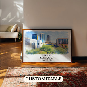 Póster de Tucson Arizona, Acuarela, Personalizado