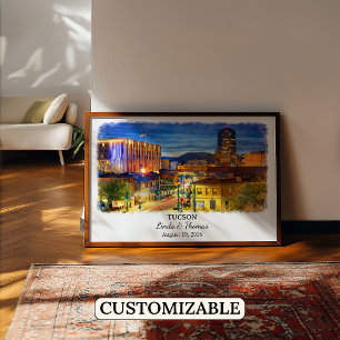 Póster de Tucson Arizona, Acuarela, Personalizado