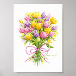 Póster de Tulipán Ramo Brillante y Hermoso