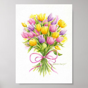 Póster de Tulipán Ramo Brillante y Hermoso