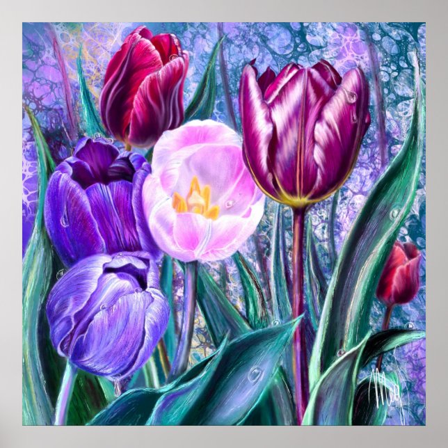 Póster de Tulipanes Coloridos (Frente)