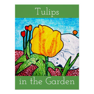 Póster de Tulipanes en el Jardín