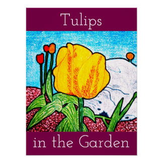 Póster de Tulipanes en el Jardín