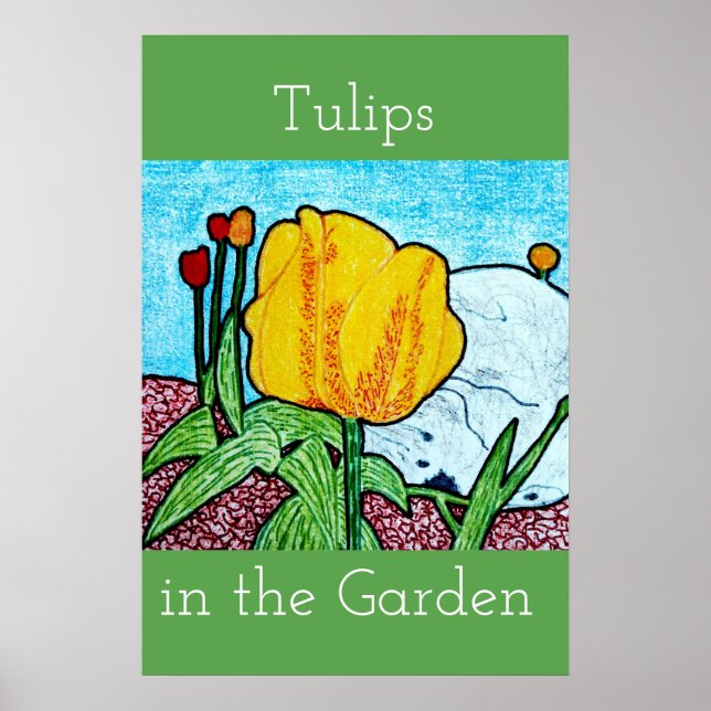 Póster de Tulipanes en el Jardín (Frente)