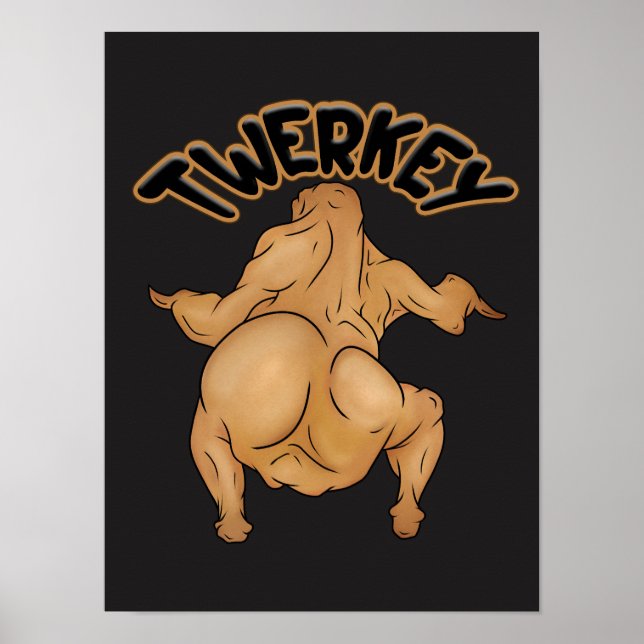 Póster de Twerkey de Acción de Gracias (Frente)