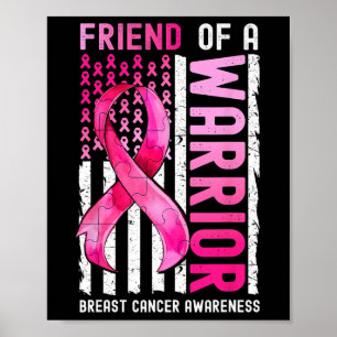 Póster De Un Guerrero Con Cáncer De Mama Ee. Uu. Bandera 