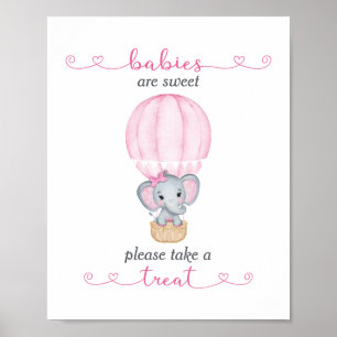 Póster Dé un trato a la bebé elefante rosa