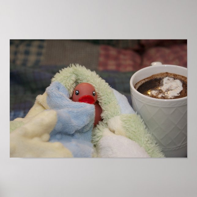 Póster de una noche acogedora con patito (Frente)