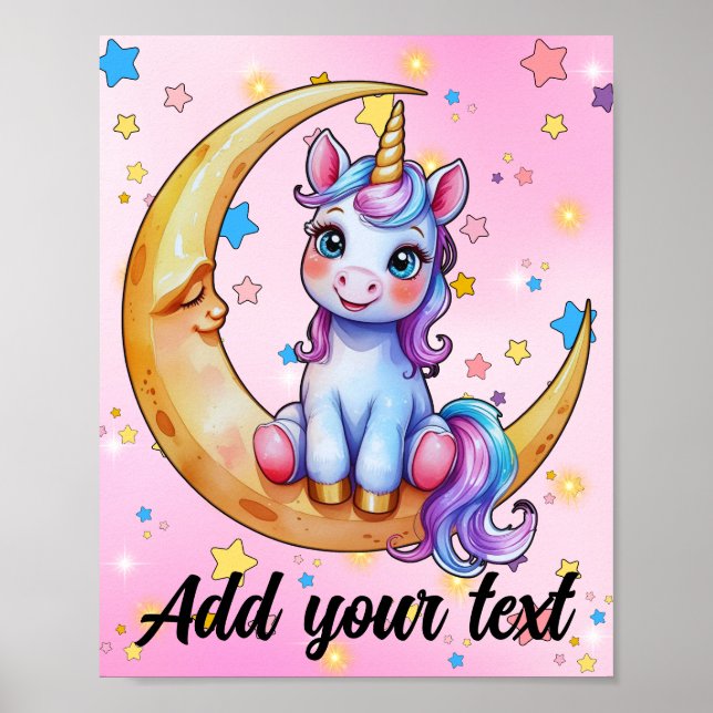 Póster de Unicornio Bebé Luna 20x25 cm (Frente)