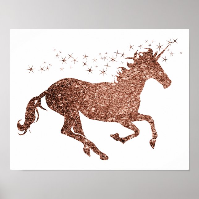 Póster de Unicornio de Rosa Dorado Brillante (Frente)