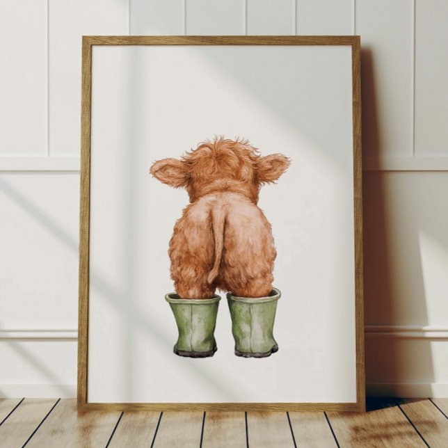 Póster de vaca con botas verdes en habitación de n (Subido por el creador)