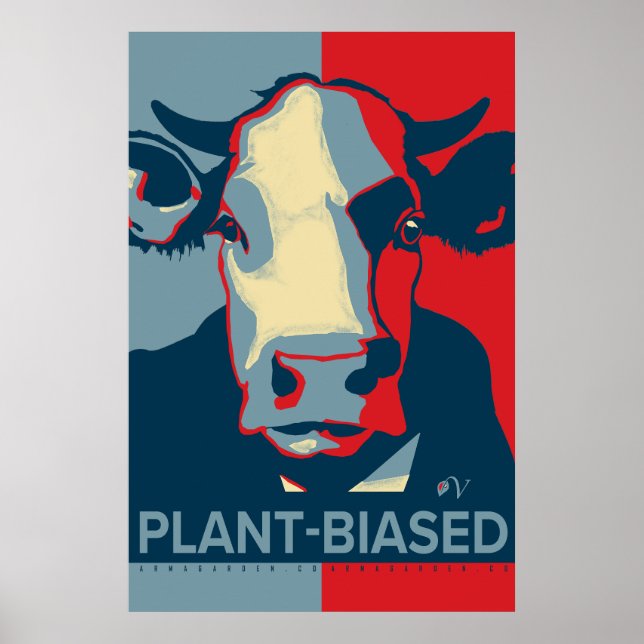 Póster de vaca inspirado en Pop Art Rojo Blanco y  (Frente)