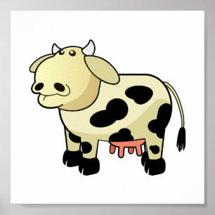Póster de vaca lechera de dibujos animados