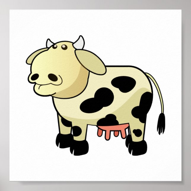 Póster de vaca lechera de dibujos animados (Frente)