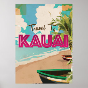 Póster de vacaciones antiguas de Kauai